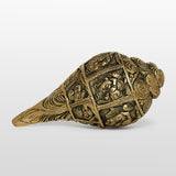 Load image into Gallery viewer, Brass Engraved Shankh with Ganesha Carving 5.5 in