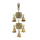 गैलरी व्यूवर में इमेज लोड करें, Brass Ganesh &amp; Laxmi Temple Bell Wall Hanging with 5 Bells