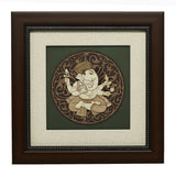 Afbeelding in Gallery-weergave laden, Pothi Ganesha Wood Art Frame 8 in x 8 in