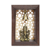 Load image into Gallery viewer, Brass Temple Frame with Ganesha and Jaali Pattern Background - 4.5 in x 6 in