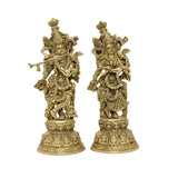 गैलरी व्यूवर में इमेज लोड करें, Brass Engraved Radha Krishna Pair 15 in