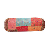 Load image into Gallery viewer, Bolster with Brocade Patch Cushion Cover (Assorted Colour &amp; Design)
