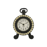 गैलरी व्यूवर में इमेज लोड करें, Wooden Table Clock with Brass Studs 4 in x 4 in
