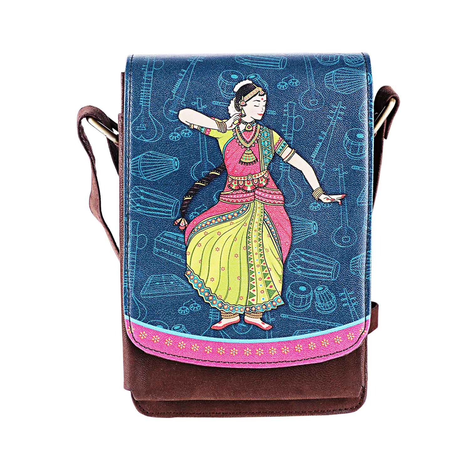 Rubans Golden Colour Sling Bag With Golden Coloured Embroidery.