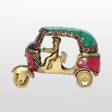 Load image into Gallery viewer, Brass Auto Rickshaw with Stonework 5 in