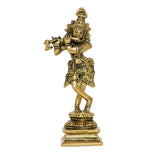 Afbeelding in Gallery-weergave laden, Brass Engraved Krishna with Flute 5.5 in