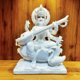 Load image into Gallery viewer, Marble Saraswati Sitting on Lotus 24 in