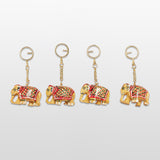 Load image into Gallery viewer, Elephant Gold Painted Set of 4 Keychain Metal (Assorted Colors)