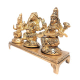 Load image into Gallery viewer, Brass Ganesh Laxmi Saraswati on Chowki
