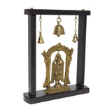 गैलरी व्यूवर में इमेज लोड करें, Brass Engraved Balaji in Wooden Temple Frame with Bells