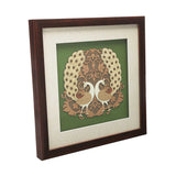 Load image into Gallery viewer, Twin Peacocks Wood Art Frame 12 in x 12 in
