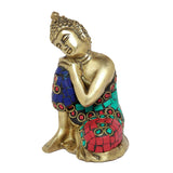 Load image into Gallery viewer, Brass Stonework Resting Buddha 3.75 in