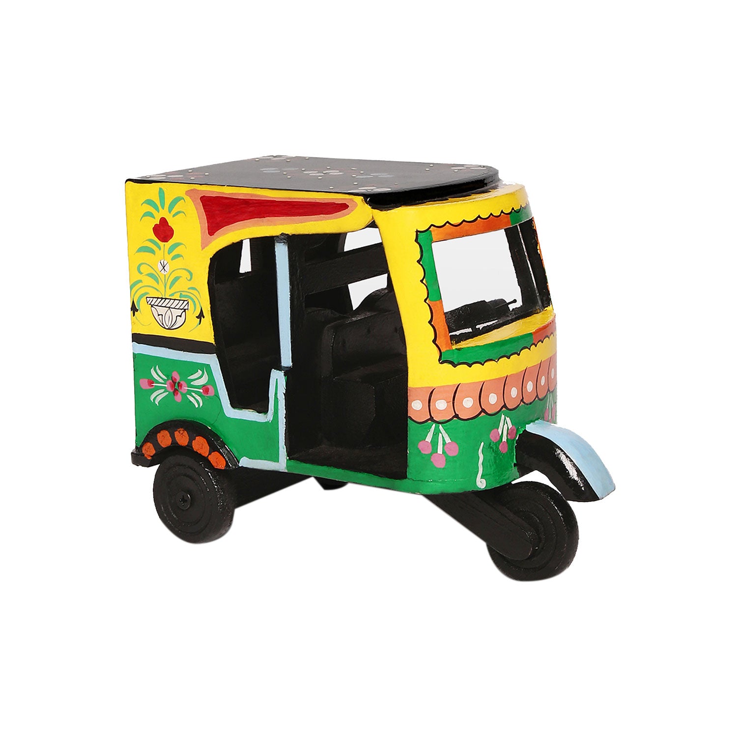 The Bombay Store Wooden Handpainted Auto Rickshaw