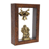 Afbeelding in Gallery-weergave laden, Wooden Temple Frame With Ganesha Sitting on Base 5 in x 7 in