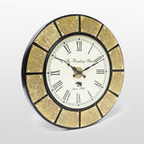 Load image into Gallery viewer, Wooden Wall Clock with Brass Embossed