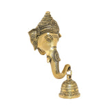 Afbeelding in Gallery-weergave laden, Brass Engraved Ganesh Mask with Bell 6 in