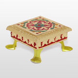 Load image into Gallery viewer, Wooden Chowki with Handpainted Meenakari Work Small 4 in x 4 in