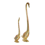 गैलरी व्यूवर में इमेज लोड करें, Brass Swan Set Big with Colourful Engraving (Set of 2) - 24 in