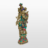 Load image into Gallery viewer, Brass Krishna Stone Work Double Mala 30 In