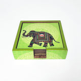Afbeelding in Gallery-weergave laden, Signature Elephant Square Coasters with Holder (Set of 4)