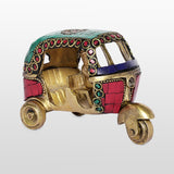 Load image into Gallery viewer, Brass Auto Rickshaw with Stonework 5 in