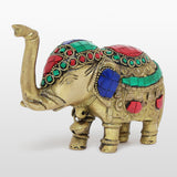 Load image into Gallery viewer, Brass Elephant with Stonework - 3.5 in