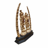 Load image into Gallery viewer, Marble Dust Radha Krishna with Tusk in Ivory Finish 42 in