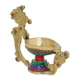 गैलरी व्यूवर में इमेज लोड करें, Brass Stonework Aarti Deepak 6.5 in x 5.5 in