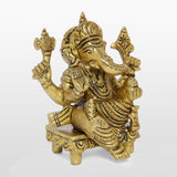 Load image into Gallery viewer, Brass Engraved Ganesh on Aasan 3 in