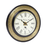 गैलरी व्यूवर में इमेज लोड करें, Wooden Wall Clock with Floral Engraving on Brass Sheeting 18 in