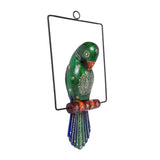 Afbeelding in Gallery-weergave laden, Wall Hanging with Wooden Parrot Sitting on Rod 14 x 9 in