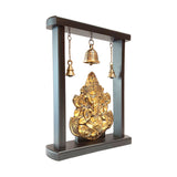 Load image into Gallery viewer, Brass Temple Frame with Ganesh and Three Bells 13 in