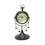 गैलरी व्यूवर में इमेज लोड करें, Brass Floral Embossed Table Clock with Compass 7.5 dia