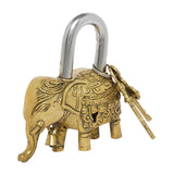 गैलरी व्यूवर में इमेज लोड करें, Brass Elephant Design Lock with Key 4.5 in x 5 in