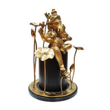 Load image into Gallery viewer, Brass Ganesha on Wood Base with Flower 19 in