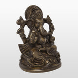 Load image into Gallery viewer, Brass Engraved Ganesh in Charcoal Finish 5.25 in