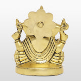 गैलरी व्यूवर में इमेज लोड करें, Brass Relaxing Ganesh with Flower Crown 4 in