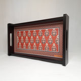 Load image into Gallery viewer, Ajrakh Rectangle Small Tray with Matte Finish (Maroon)
