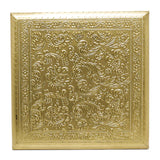 Load image into Gallery viewer, Wooden Chowki with Brass Floral Engraving (Small) - 8 in x 8 in