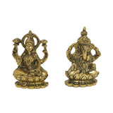 गैलरी व्यूवर में इमेज लोड करें, Brass Ganesh and Laxmi Pair on Lotus 3.5 in