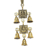 गैलरी व्यूवर में इमेज लोड करें, Brass Ganesh &amp; Laxmi Temple Bell Wall Hanging with 5 Bells