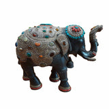 गैलरी व्यूवर में इमेज लोड करें, Metal Stone Decorated Elephant 13 in