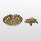 Load image into Gallery viewer, Brass Tortoise with Meenakari Tray - 3 in