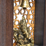 Afbeelding in Gallery-weergave laden, Brass Temple Frame with Ganesha and Jaali Pattern Background - 4.5 in x 6 in