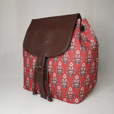 Load image into Gallery viewer, Ajrakh Poly Canvas &amp; PU Back Pack Bag