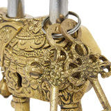 Afbeelding in Gallery-weergave laden, Brass Elephant Design Lock with Key 4.5 in x 5 in