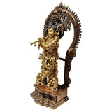गैलरी व्यूवर में इमेज लोड करें, Brass Krishna with Arch in Two Tone Finish 32 in