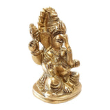 Load image into Gallery viewer, Brass Engraved Ganesh with Flower Crown in Bright Gold 2.5 in