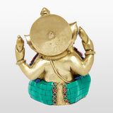 Afbeelding in Gallery-weergave laden, Brass Appu Ganesh with Stonework 6.5 in
