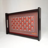 Load image into Gallery viewer, Ajrakh Rectangle Medium Tray with Matte Finish (Maroon)